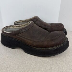 Vintage Y2K Chunky Men's Simple Brown Leather Slip On‎ Shoes Size 8.5